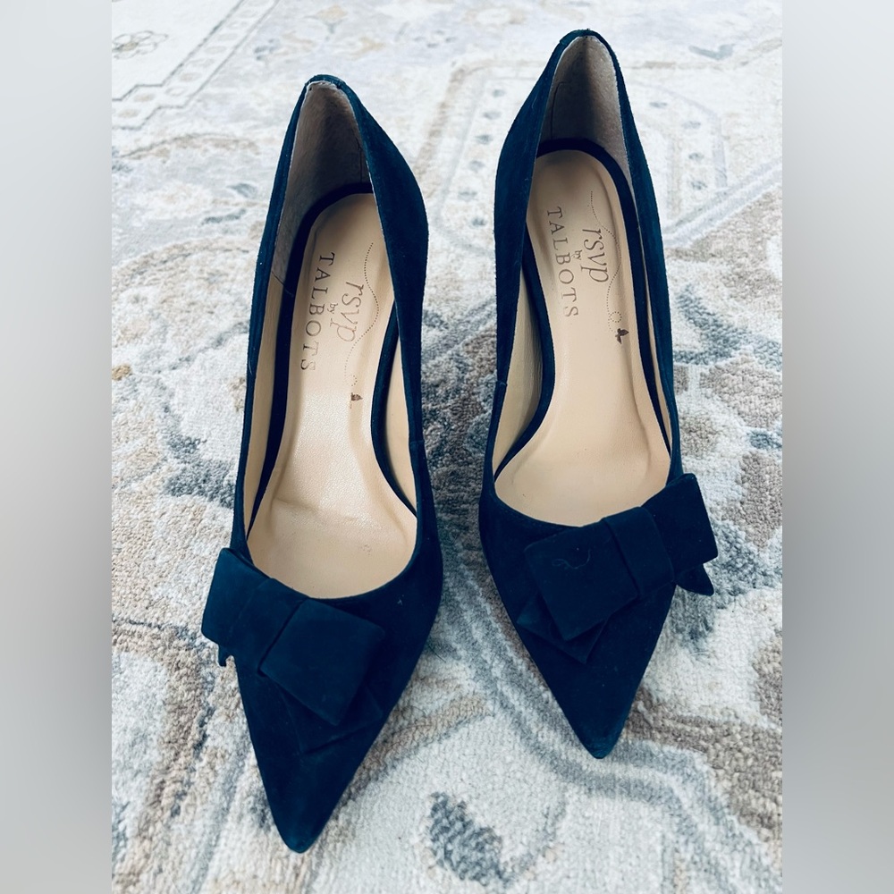 Talbots Navy Genuine Suede Leather Heels